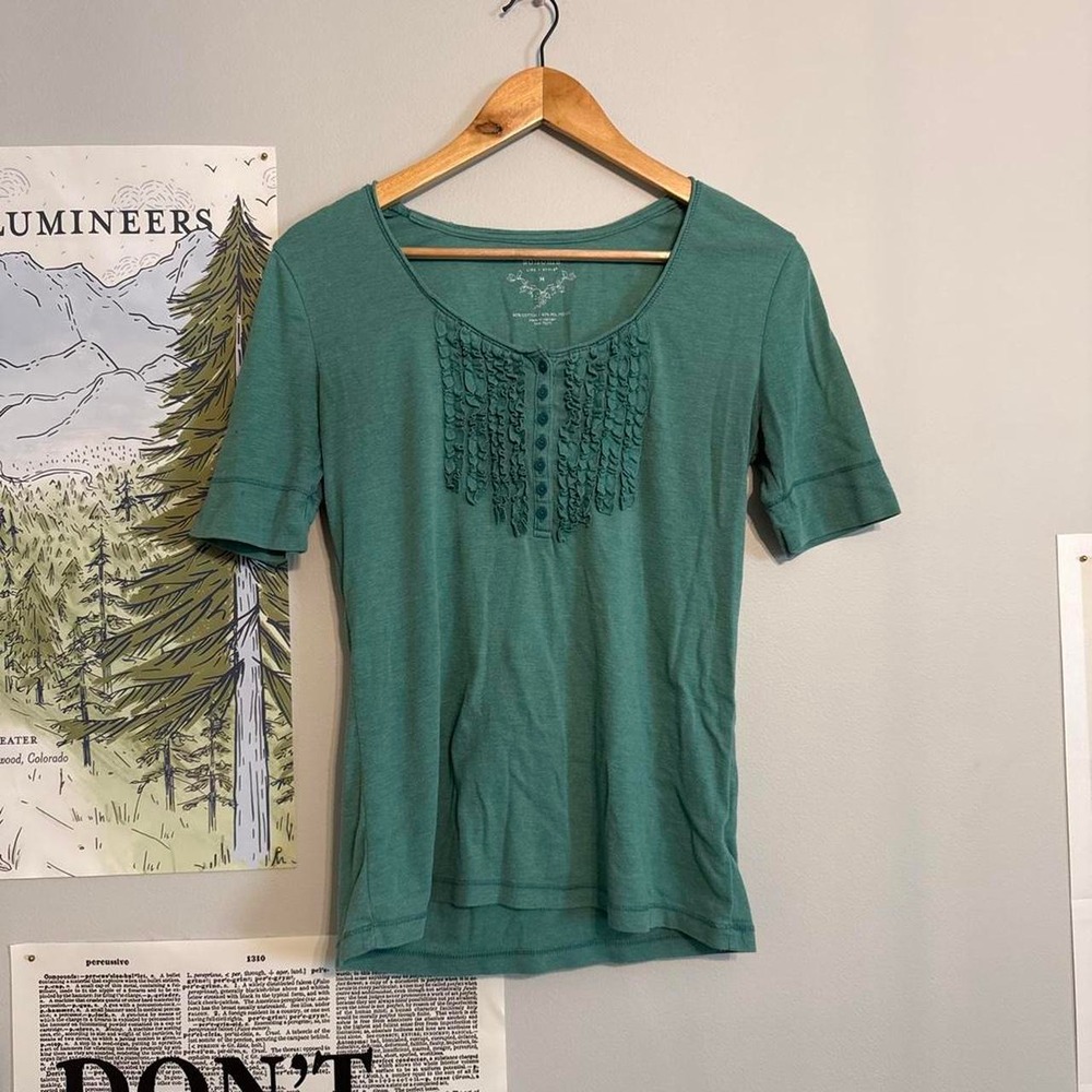 Sonoma Green Ruffle Short Sleeve
